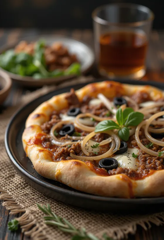 Servis edilmiş Pizza Libyenne