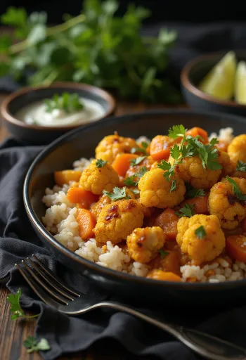 Fırında vegan karnabahar köri