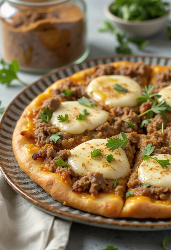 Servis edilmiş Pizza Maroccaine