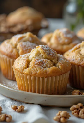 Servis edilmiş tarçınlı cevizli muffin
