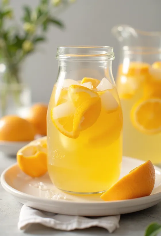 Portakallı limonata bardakta servis edilmiş
