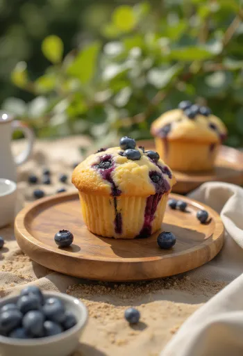 Servis edilmiş Yaban Mersinli Cupcake