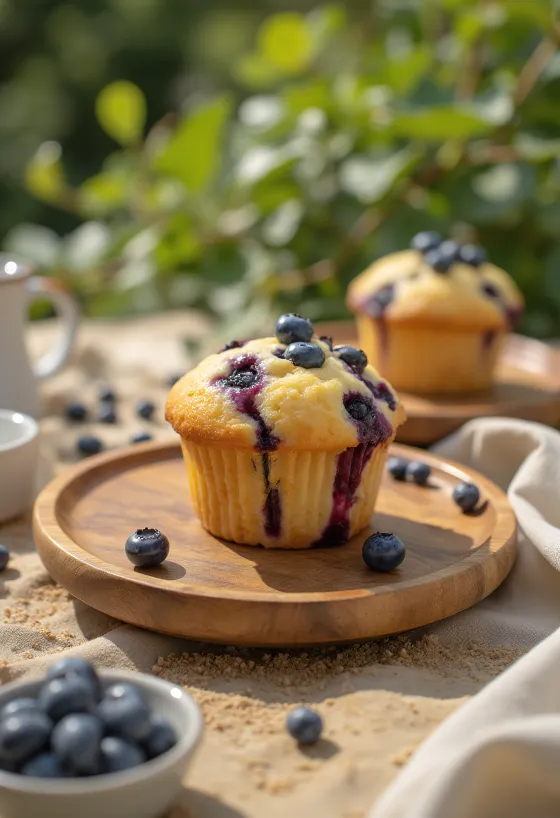 Servis edilmiş Yaban Mersinli Cupcake