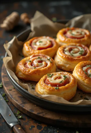 Erimiş peynir ve domates sosuyla doldurulmuş, tabakta servis edilen taze pişmiş pizza rulo.