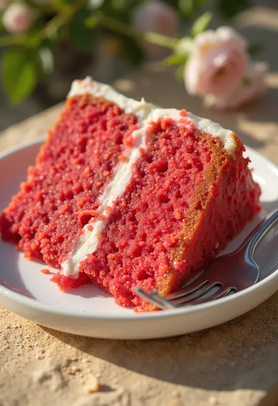 Kremalı katmanlara sahip Red velvet pasta