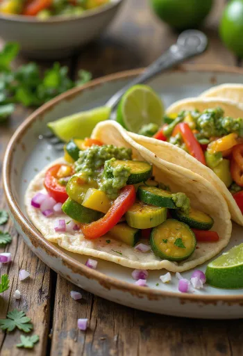 Salsa verde soslu sebzeli taco
