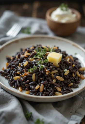 Yabani pirinç servis edilmiş