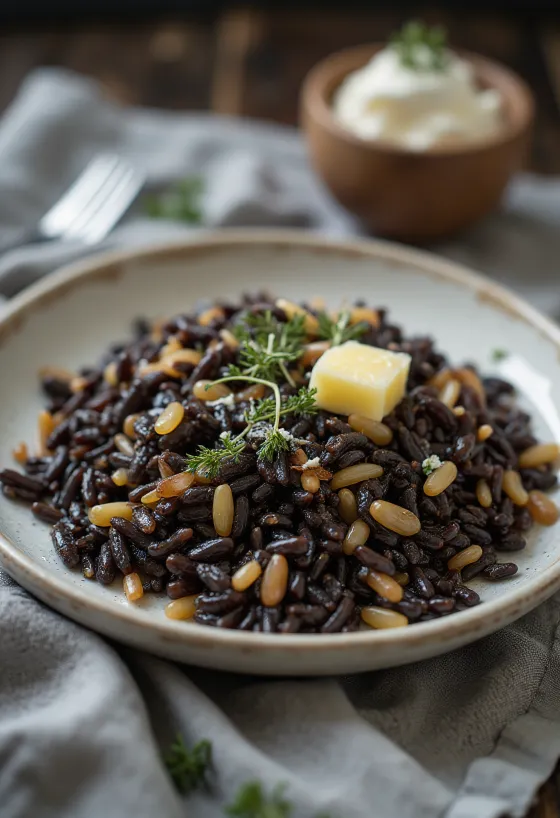 Yabani pirinç servis edilmiş