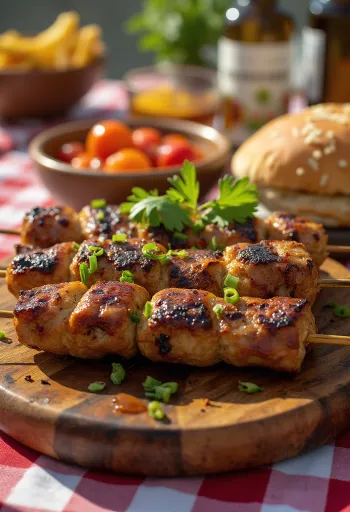 Taze salata ve pide ekmeği ile servis edilen deve eti kebabı.