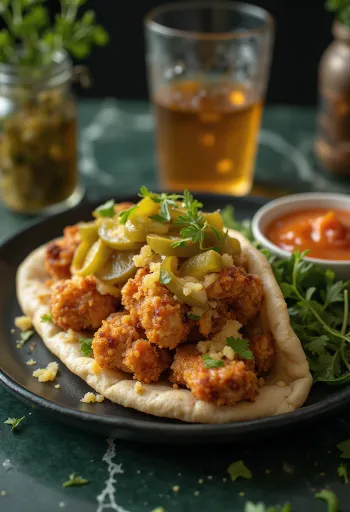 Pide ekmeğinde servis edilen Tavuk Shawarma