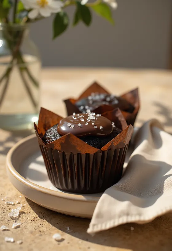 Glutensiz çikolatalı cupcake servis edilmiş