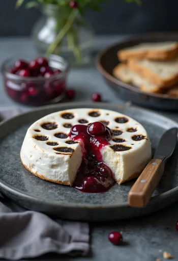 Yuvarlak formda, ahşap tabakta altın sarısı pişmiş Fin peyniri Leipäjuusto