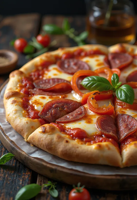 Salam ve sebzeli Pizza alla Campagnola