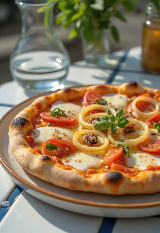 Kırmızı soğan ve ançüezli Pizza Pugliese