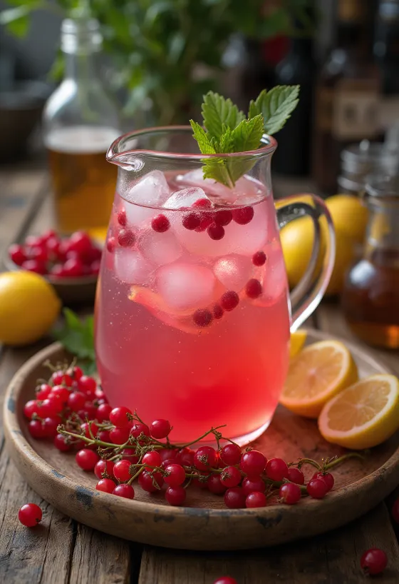 Frenk üzümü limonata bardakta servis edilmiş