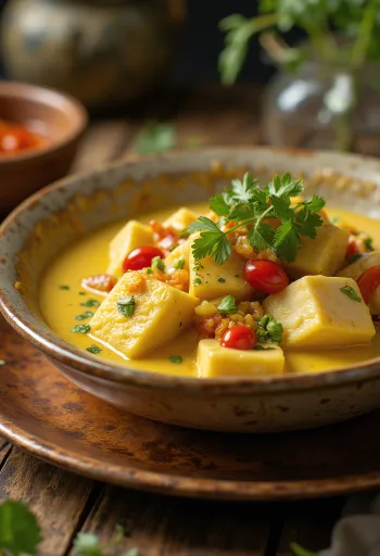 Yanında yasemin pilavı ile kasede servis edilen Timsah körisi