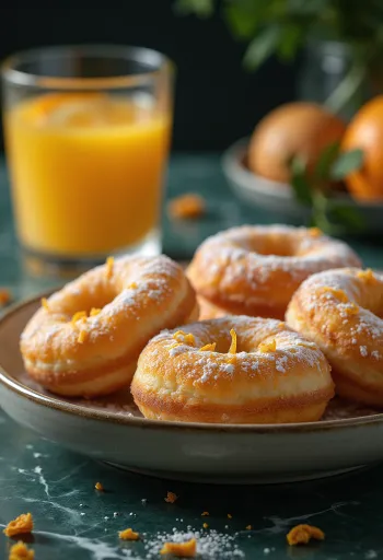 Tabakta servis edilmiş portakallı donut