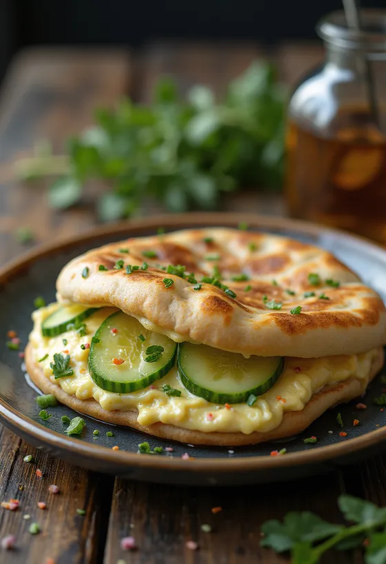 Taze sebzelerle patlıcan ezmeli pita