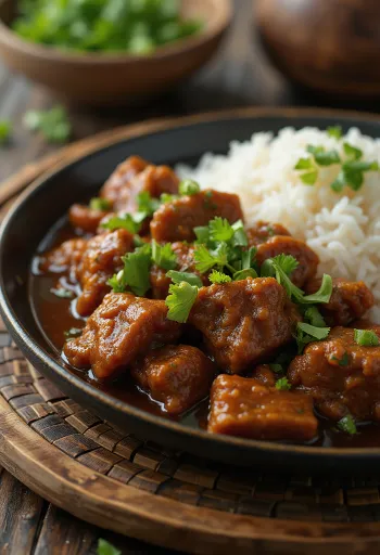 Servis edilmiş Rendang sığır eti