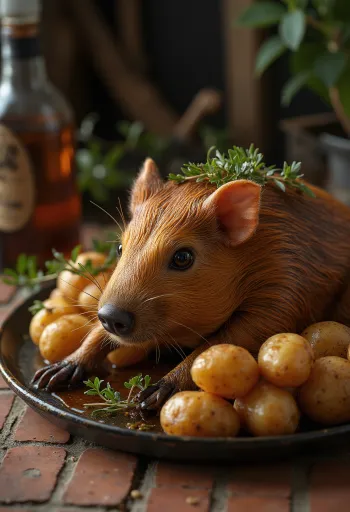 Servis edilmiş geleneksel Güney Amerika yemeği Cuy