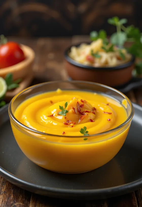 Izgara balığın yanında servis edilmiş mango ve misket limonu sosu