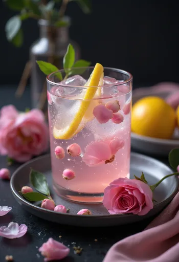 Bardakta servis edilen gül suyu limonata