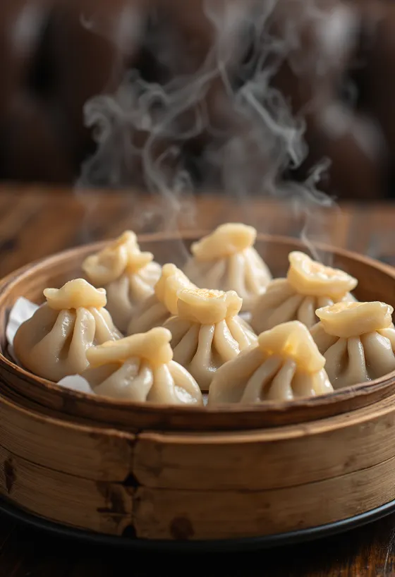 Servis edilmiş domuz etli dim sum