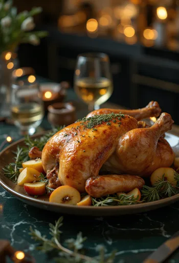 Adaçayı dolgulu ve fırınlanmış sebzeli kaz kızartması