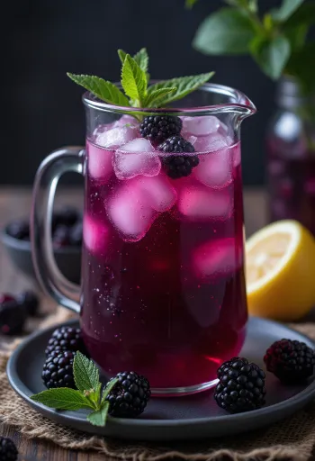 Bardakta servis edilen böğürtlenli limonata