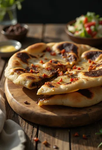 Servis edilmiş çili ve çikolatalı naan ekmeği