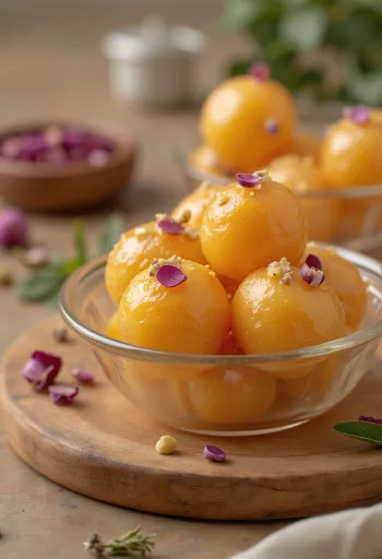 Süt tozu ile Gulab Jamun, şerbete batırılmış Hint tatlısı