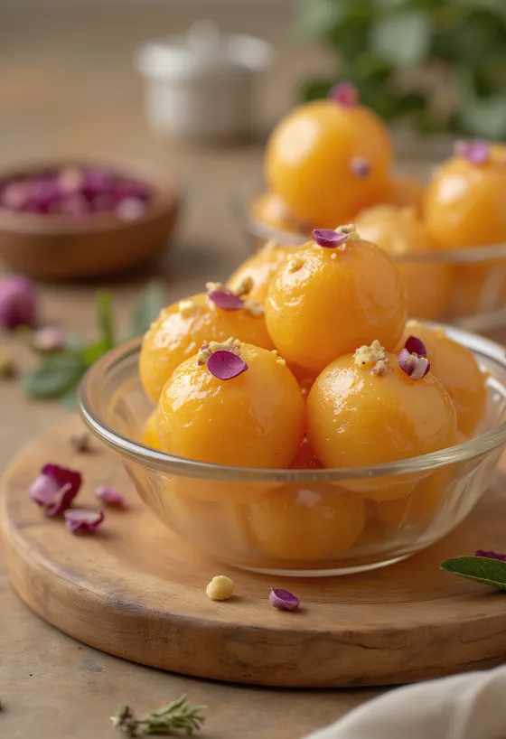 Süt tozu ile Gulab Jamun, şerbete batırılmış Hint tatlısı