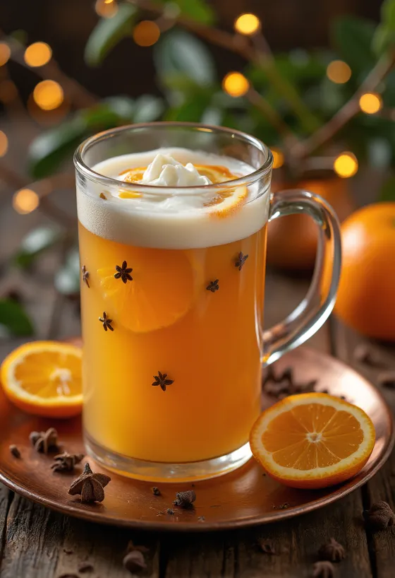 Bardakta servis edilen karanfilli ve portakallı cider