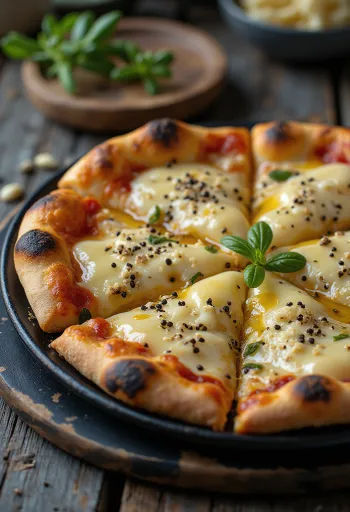 Farklı peynirler ve taze biberlerle Pizza al Pepe