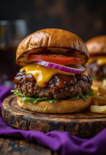 Servis edilmiş BBQ steak burger