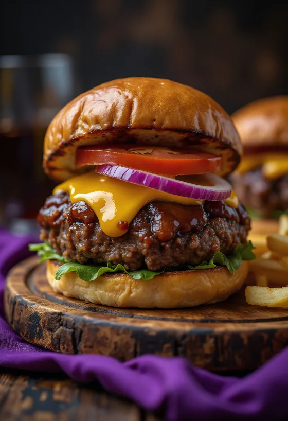 Servis edilmiş BBQ steak burger