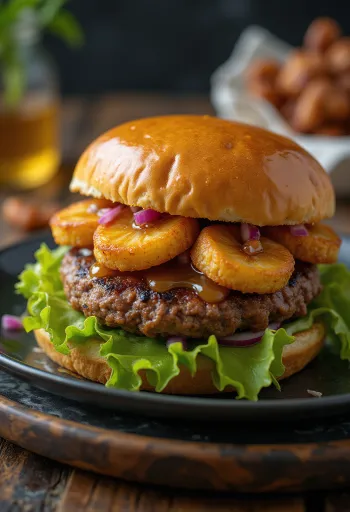 Servis edilmiş Kızarmış Muzlu Burger