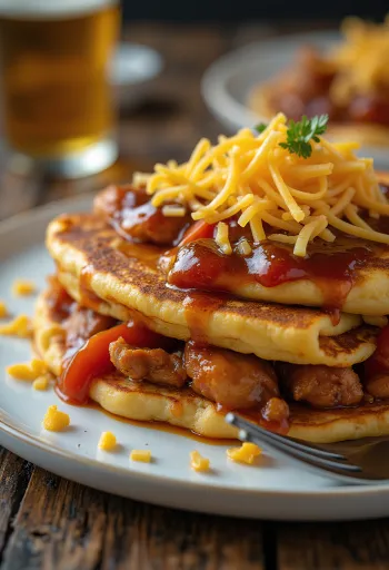 Servis edilmiş BBQ soslu krep