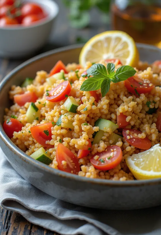 Taze sebzelerle domatesli bulgur salatası