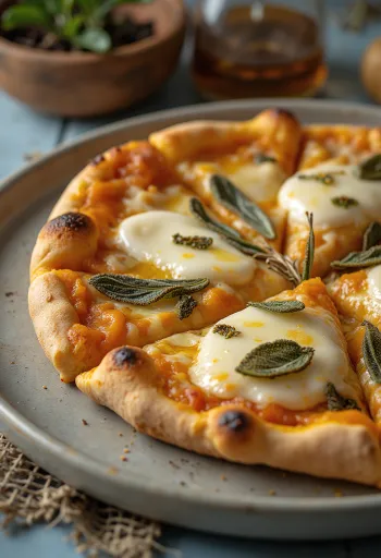 Fırınlanmış balkabağı ve mozzarella ile Pizza alla Zucca