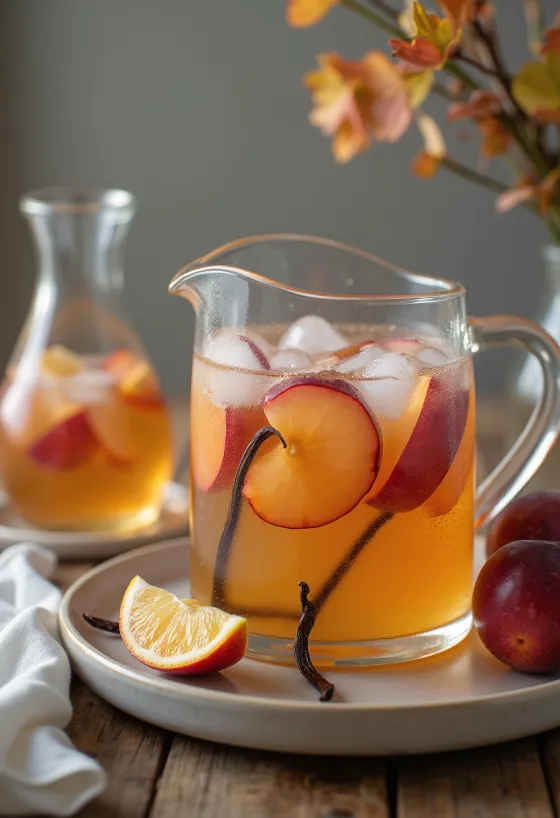Servis edilmiş erikli ve vanilyalı cider