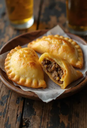 Taze salatayla servis edilen Etli Empanadas