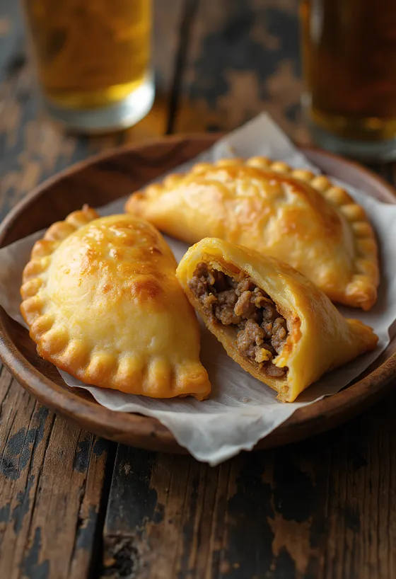 Taze salatayla servis edilen Etli Empanadas