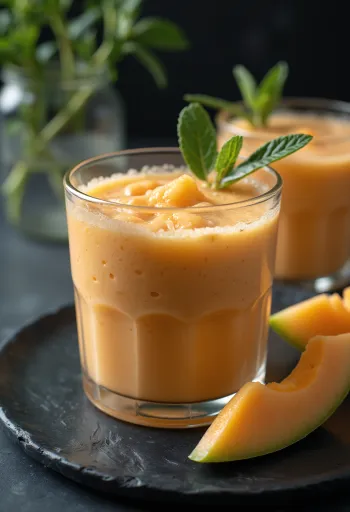 Bardakta servis edilen kavunlu smoothie