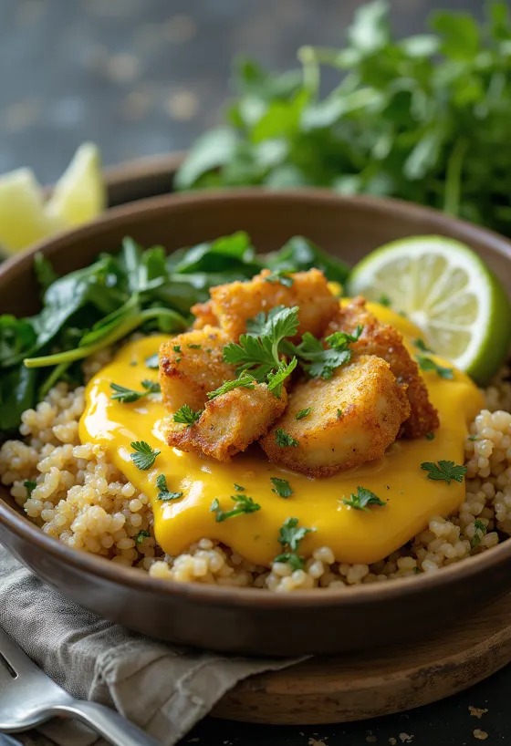 Misket limonlu tofu ve ıspanaklı kinoa köri