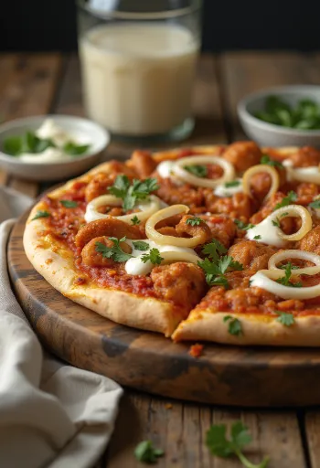 Hint baharatlı ve kişnişli Tandoori chicken pizza