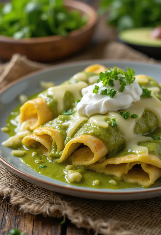 Servis edilmiş Enchilada verde