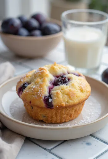 Tabakta servis edilmiş erikli muffin