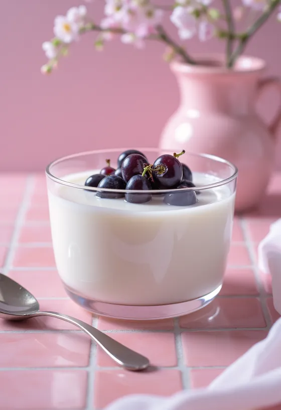 Bardakta nane ile süslenmiş probiyotik siyah üzüm kefiri