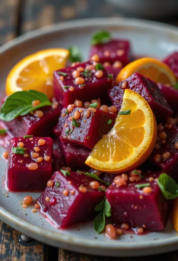 Portakal soslu ve taze maydanozlu pancar salatası